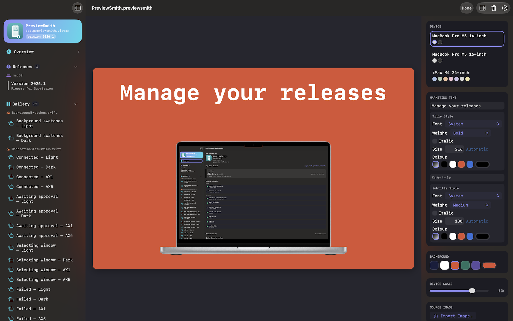 PreviewSmith on macOS — marketing image editor